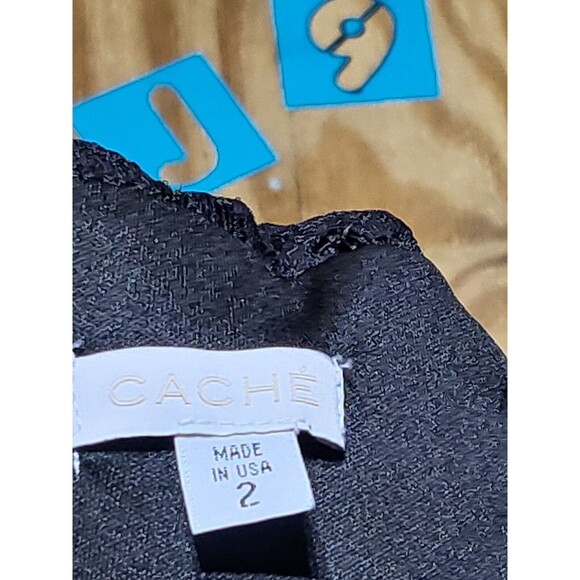 cache dress Women 2 Cocktail Black Longsleeve Zip J9 Made In USA - Picture 5 of 5